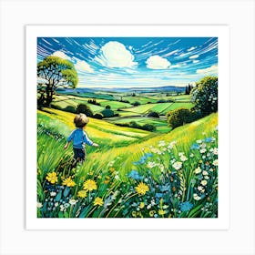 Child In Meadow 1 Art Print