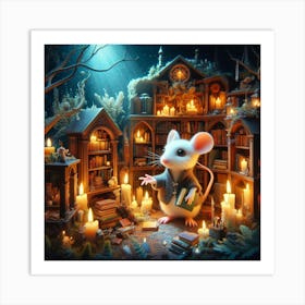 Mouse In A Library 1 Art Print