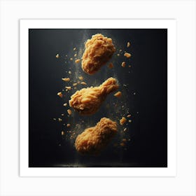 Fried Chicken Flying Art Print