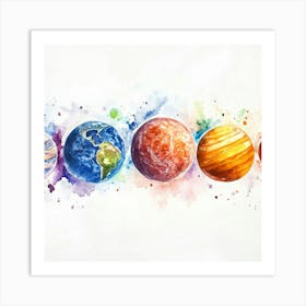 Watercolor Planets 1 Art Print