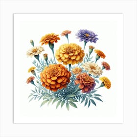 African Marigold flowers 6 Art Print