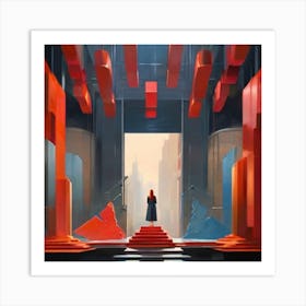 Woman In A Futuristic Setting Art Print