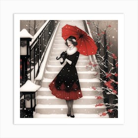 Lady In The Snow Art Print