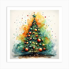 Watercolour Whispers: Retro Fir Reverie 1 Art Print