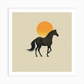 Horse With Sunset Art Print