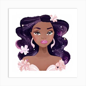 Black Girl With Flowers Art Print