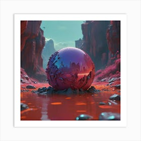 Sphere In The Water Art Print