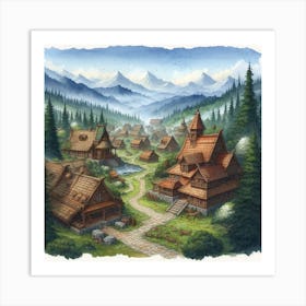 Picturesque Cottage Village Art Print