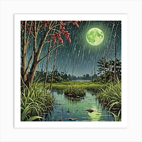 Moonlight In The Marsh Art Print