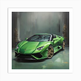  Green car, optimistic painting Art Print