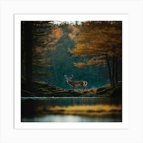 Deer In The Woods 1 Art Print