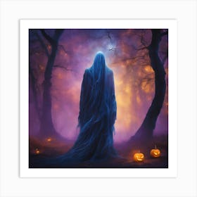 Halloween Ghost In The Woods Art Print