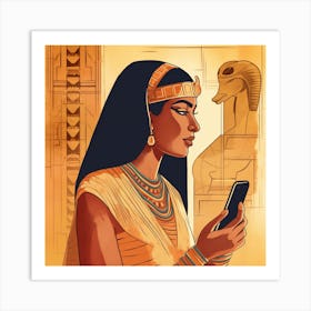 Egyptian Woman Using A Smartphone Art Print