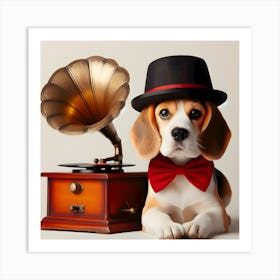 Beagle In Top Hat~Reimagined 2 Art Print