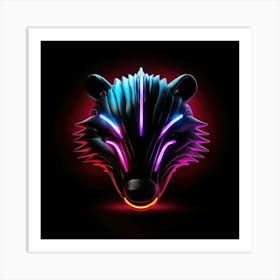 Neon Wolf Head 1 Poster