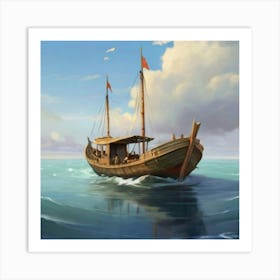 Boat In The Ocean Art Print