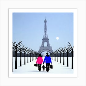 Couple Walking In Paris Art Print