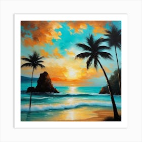 Sunset At The Beach 760 Art Print