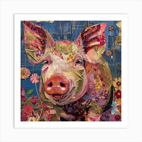 Patchwork Quilted Pig 1 Art Print