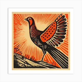 Retro Bird Lithograph Pheasant 3 Art Print