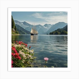 Sailboat On The Lake Art Print