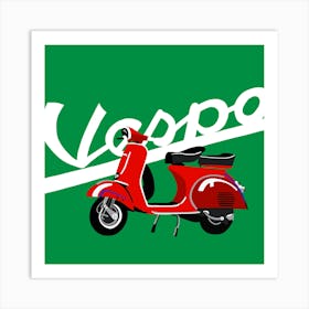 Vespa Scooter on green Art Print