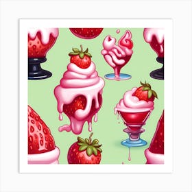 Strawberry Ice Cream 1 Art Print