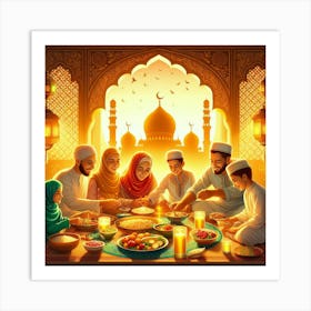 Muslim Family Dinner Art Print