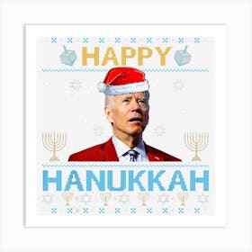 Happy Hanukkah Santa Claus Biden Ugly Christmas Sweater Men Art Print