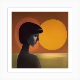 Woman In Front Of The Sun Art Print