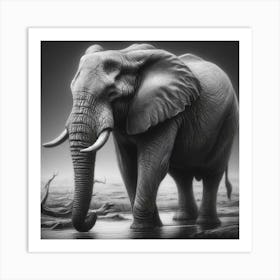 Elephant In charcoal drawing 1 Art Print