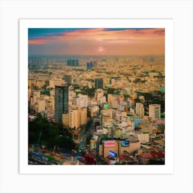 Sunset Over Saigon Square Art Print