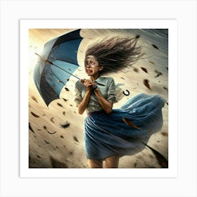 Girl With Umbrella 1 Art Print