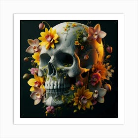 Skull With Flowers 2 Art Print