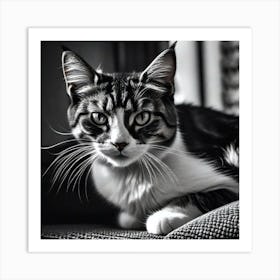 Black And White Cat 18 Art Print