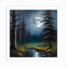 Full Moon In The Woods Art Print