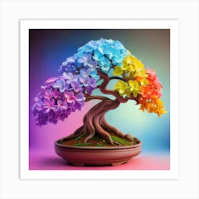 Rainbow Bonsai Tree Art Print