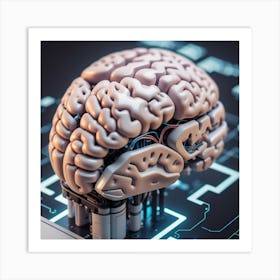 Brain On A Computer Art Print