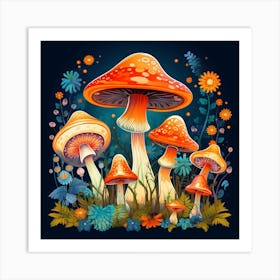 Mushrooms In The Forest 49 Art Print