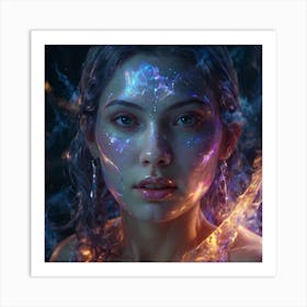 Girl With A Glowing Face Art Print