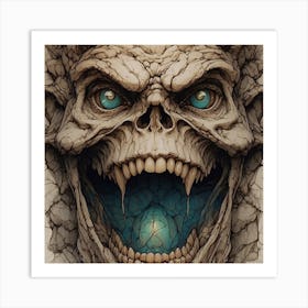 Skull With Blue Eyes Art Print