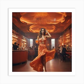 Woman In An Orange Dress 2 Art Print