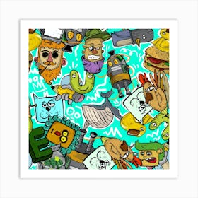 Cartoon Characters Art Print