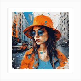 Girl In Orange Hat Art Print