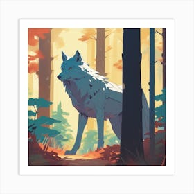 Wolf In The Woods 39 Art Print