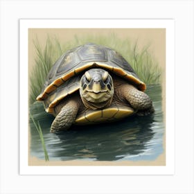 Turtle In Water 5 Art Print