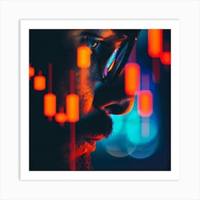 Man With Glasses In Stock Market Art Print