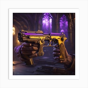 Hand Holding A Gun Art Print