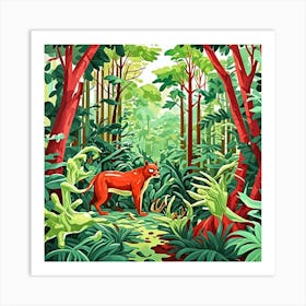 Jungle Predator Cubism Style Art Print