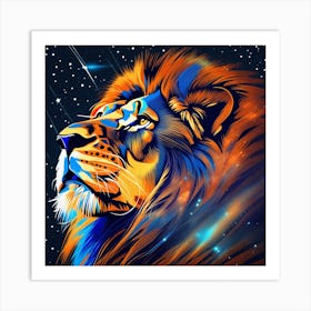 Lion In The Night Sky Art Print